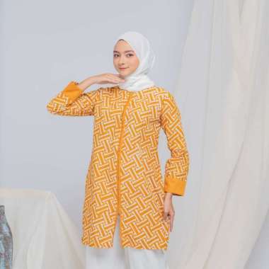 LANGITJUA BATIK SOLO - SYAILINDRI TUNIK BATIK CAP GARUTAN MODEL ISYANA BUSUI FRIENDLY L Kunyit
