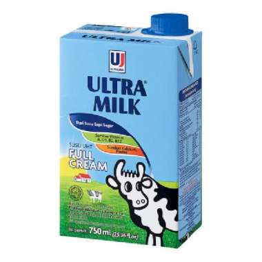 ULTRA UHT PLAIN 750ML X 1, SUSU SEGAR CAIR PLAIN/PUTIH TINGGAL MINUM