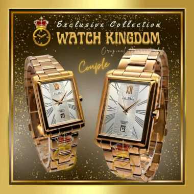 Jam Tangan Pria Wanita Couple Alba Original Date Tanggal Anti Air Water Resistant Rose Gold Model Ko