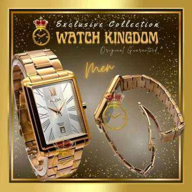 Jam Tangan Pria Wanita Couple Alba Original Date Tanggal Anti Air Water Resistant Rose Gold Model Ko