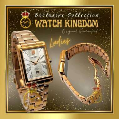 Jam Tangan Pria Wanita Couple Alba Original Date Tanggal Anti Air Water Resistant Rose Gold Model Ko