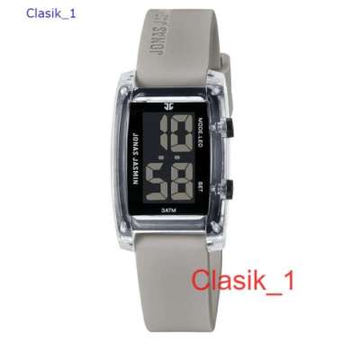 Original 100% Jam Tangan Wanita Jonas Jasmin Rubber Tali Karet Digital Abu_abu