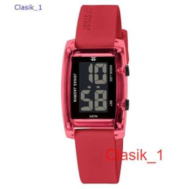 Original 100% Jam Tangan Wanita Jonas Jasmin Rubber Tali Karet Digital Merah