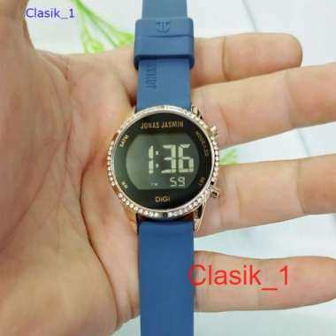 Original 100% Jonas Jasmin Jam Tangan Digital Wanita Karet Biru rosegold