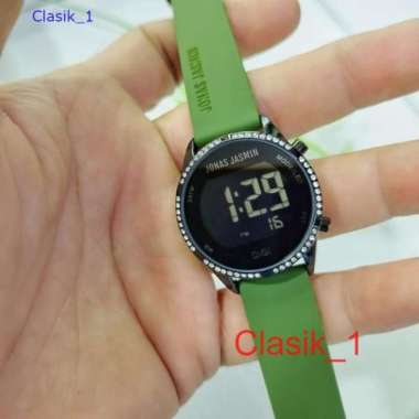 Original 100% Jonas Jasmin Jam Tangan Digital Wanita Karet Hijau hitam