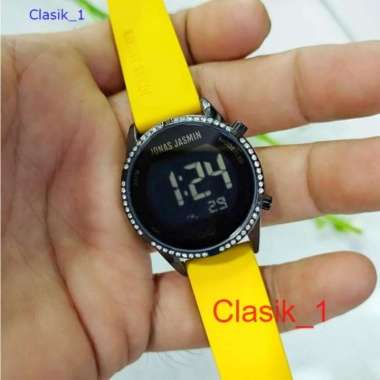 Original 100% Jonas Jasmin Jam Tangan Digital Wanita Karet Kuning Hitam