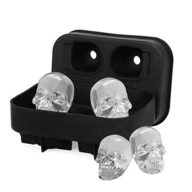 Cetakan Es Batu Silikon Model Skull 4 Slot SKL142 Cetakan Batu Plastik Bulat Kecil Besar Silikon Tem