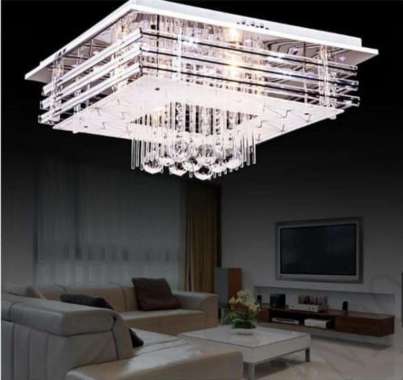 FL 8532 /50 LAMPU PLAFON KRISTAL MINIMALIS 50CM KOTAK DEKORASI HIAS