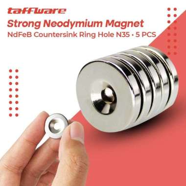 Strong Neodymium Magnet NdFeB Countersink Ring Hole N35 5 PCS D21 Kalimba Alat Musik Tombol Capok Be