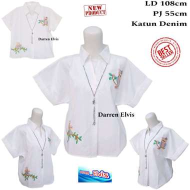 Atasan Putih Wanita Bordir Owl