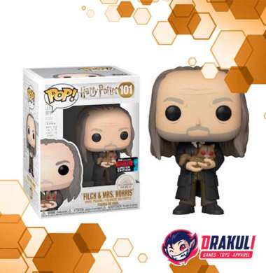 Toys Funko Pop! Harry Potter – Filch&Mrs. Norris 2019 NYCC Exclusive WITH PROTECTOR
