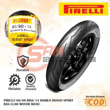 Ban Luar Pirelli 80/80 Ring 14 Diablo Rosso Sport Tubeless Soft Compound Depan Motor Matic