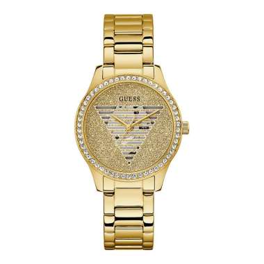 Jam Tangan Wanita Guess Lady Idol GW0605L2 Ladies Champagne Glitz Dial Gold Stainless Steel Strap