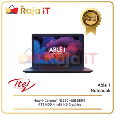 ITEL Laptop Able 1 / Intel Celeron N3350/ 4GB/ 1TB HDD/ W10H / 14"