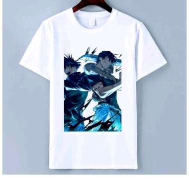 Kaos Pria Jujutsu Megumi Fushiguro Kaos Katun Tangan Pendek Print Murah Putih M