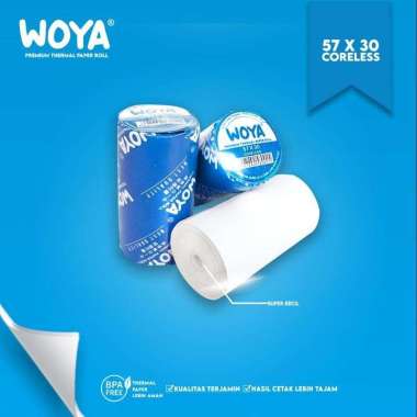 Kertas Thermal WOYA Kertas Struk Kasir Paper Roll Thermal EDC 57 x 30 Kertas Printer Bluetooth Kasir