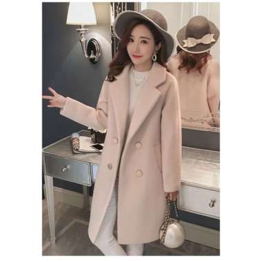 GST Coat wanita Kinan mantel wol jaket wool winter import korean style jacket cewek hangat XL Beige