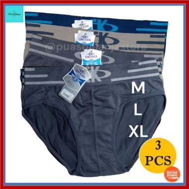 3pcs CD CK Celana Dalam Pria Cowok Keren CD Pria Bahan Rajut 3pcs M