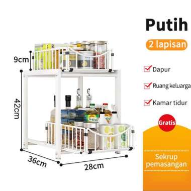 JP Rak Kabinet Dapur Rak Dapur Bawah Wastafel 28*36*42cm:Putih