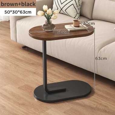 JP Meja Sudut Sofa Meja Tamu Meja Pojok Meja K Cokelat+⬛50*30*63cm