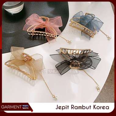 Jepit Pita Gold Kain Mutiara Fashion Wanita Drama Korea Style Elegant Hair Aksesories Premium MAROON
