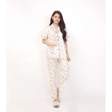 Ayko Baju Tidur Piyama Wanita Tiny Rose Set Lengan Panjang