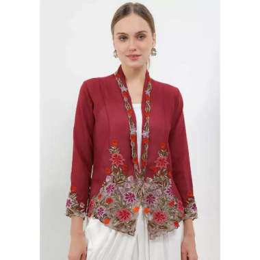 Batik First Embroidery-manual Outer Kebaya Long/Slv S FUCSHIA