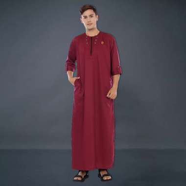 Kawan Muslim - Jubah Gamis Pria Muslim Toyobo Lengan Pendek Kekinian Kawan Muslim MAROON M