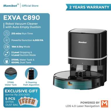 Mamibot EXVAC890 GLORY Robot Vacuum Cleaner with Auto Empty Dustbin EXVAC890