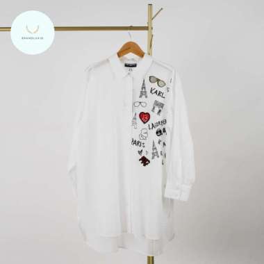 Karl Lagerfeld Scenic Print Shirt Dress White M