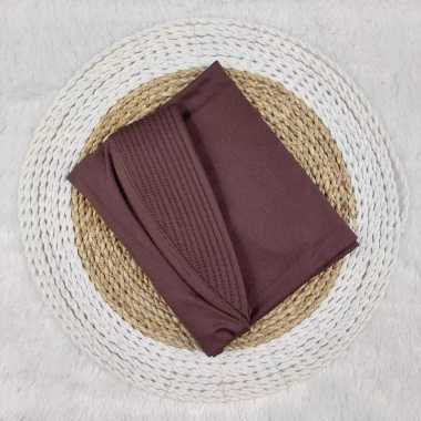 Hijab bergo hamidah bahan jersey jilbab instan menutup dada coklat