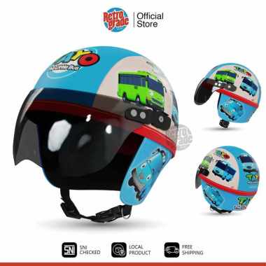 JoyKidz Helm Anak Retro Chips Motif Tayo Laki-laki Usia 1-5 Tahun Tayo Meteor