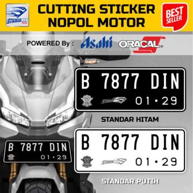 STIKER PLAT NOMOR MOTOR MURAH Putih Reflektif