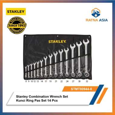 Stanley STMT80944-8 combination wrench set 14 pc 8 - 32 mm kunci ring pas CWB Pouch Set Metric Black