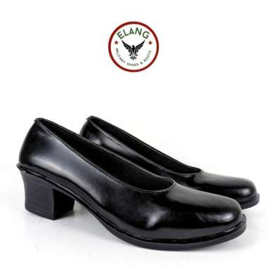 MIVSSO Sepatu PDH Pantopel Wanita Dinas POLWAN KOWAD SECWAN PNS Kantoran 5cm Hitam 36