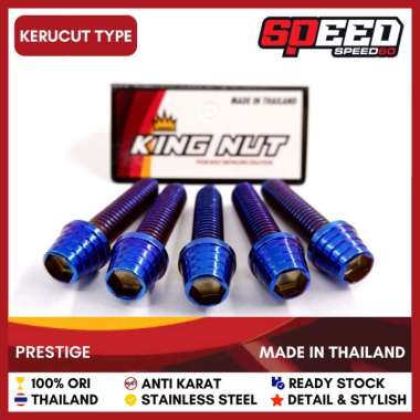 Baut Saklar Kanan Suzuki Skywave Baut Probolt Thailand Stainless King Nut Blue