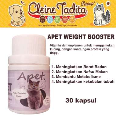 Cleine Tadita Petshop - vitamin penggemuk kucing APET WEIGHT BOOSTER vitamin gemuk vitamin kucing 30