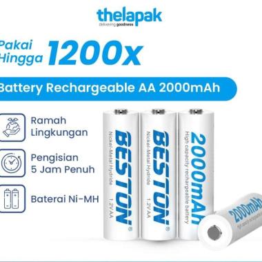 Baterai Isi Ulang Beston Baterai AA 2000mAh Rechargeable BS-AA2000 Garansi 1 Box (4pcs)