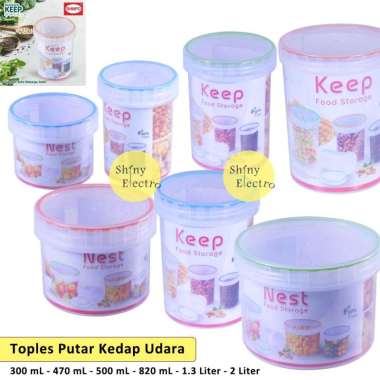 Toples Plastik Bening Model Putar Transparan Kedap Udara Bulat Kecil / Sedang / Jumbo Besar ( Toples