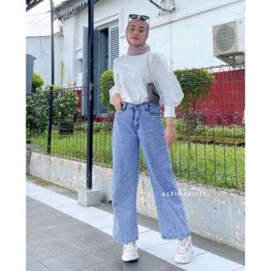 BF CELANA KULOT JEANS CREAM//CELANA BAWAHAN HIGHWAIST KULOT WARNA 29 Snow blue
