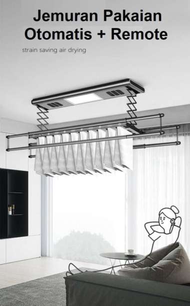 Jemuran Pakaian Otomatis Hanger Pengering Baju Cucian Listrik + Remote Multicolor