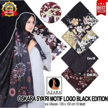 Azara Oskara Jumbo Motif Syari Black Edition Segi Empat Syar'i 130x130