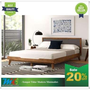 Tempat tidur, ranjang, divan, dipan minimalis kayu jati 140x200