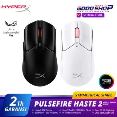 HyperX Pulsefire Haste 2 Wireless - Mouse Gaming Nirkabel Hitam/Putih