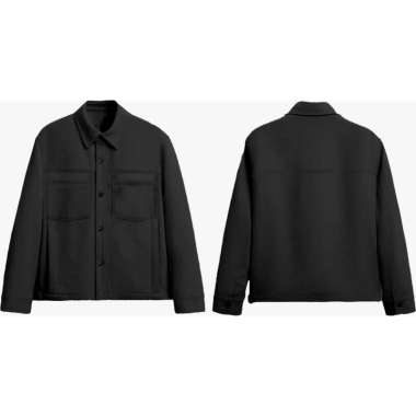 M231 Jaket Pria Overshirt Canvas Panjang Hitam 0696B S
