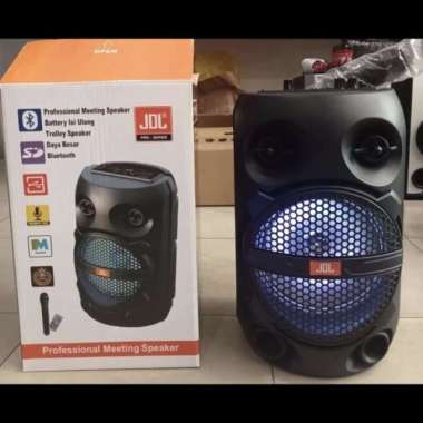 Speaker Portable JDL Q8 8ins USBMP3 Bluetooth FM Radio Free 1Mic Handle Wireless ORIGINAL GARANSI RE