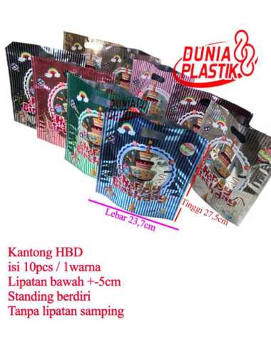 Isi 10pcs Kantong HBD SALUR 23,7x27,5cm tas plastik souvenir goodie bag kado ultah plastik snack HIT