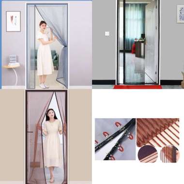Tirai Pintu Anti Nyamuk Dan Serangga Kelambu Model Magnet WMO YUDT-02 Abu Abu 100x210cm