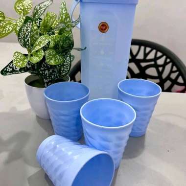 Coolpot Agogo + Gelas 4 Pcs Mirip Melamin Biru