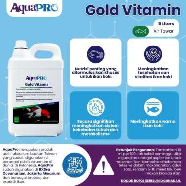 AquaPro Gold Vitamin 5Liter/169floz Vitamin Ikan Koki